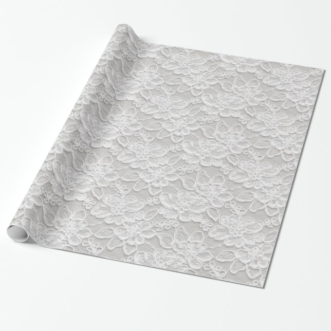 Papel De Presente Laço floral branco (Desenrolado)