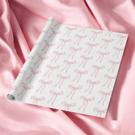 Papel De Presente Laço Rosa Coquette Amarrando O Nó