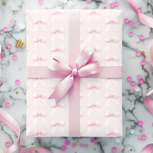 Papel De Presente Laço Rosa Coquette Primeiro Aniversário