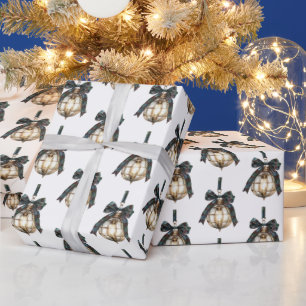 Papel De Presente Laços azuis Enfeites Natal