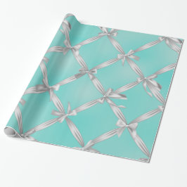 Papel De Presente Laços Brancos Azul Turquesa do Ovo de Robin Festa
