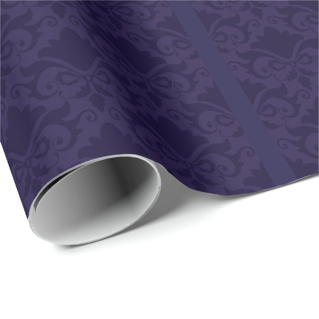 Papel De Presente Laços de Damasco Azul (Ponta do rolo)