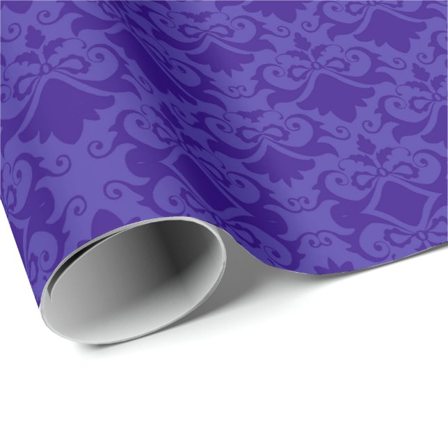 Papel De Presente Laços de Damasco Azul Claro (Ponta do rolo)
