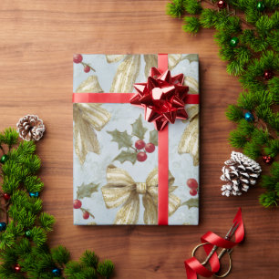 Papel De Presente Laços de Natal Elegantes Vintage