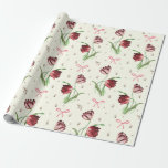 Papel De Presente Laços de Rosa Elegante Vintage Padrão Floral de Tu<br><div class="desc">Padrão floral fofo com tulipas e laços rosa em fundo bege para os amantes de estilo vintage chic, coquette, preppy, grandmillennial, boêmio, francês ou cottage inglês country para suas celebrações e eventos da temporada de primavera: aniversários, chá de bebê e de noiva, casamentos, aniversários de casamento... A ilustração autêntica de...</div>