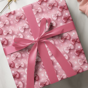 Papel De Presente Laços e Fitas Rosa Elegantes e Caprichosos Coquett