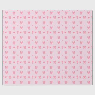 Papel De Presente Laços Rosa e Corações Fofo Coque