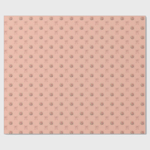 Papel De Presente Laços Toile de Rosas Vintage em Pêssego Empoeirado