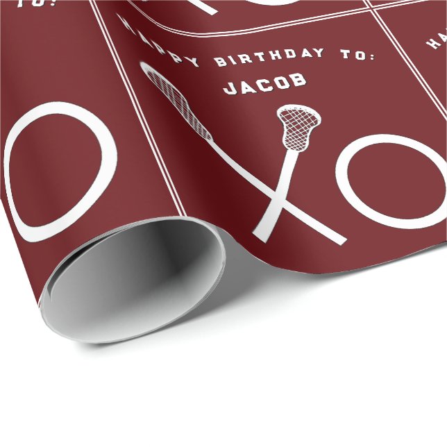 Papel De Presente Lacrosse Sports Birthday (Ponta do rolo)