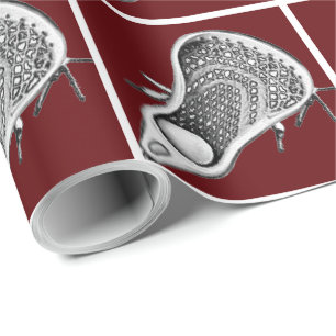Papel De Presente Lacrosse Sports Maroon Wrappaper