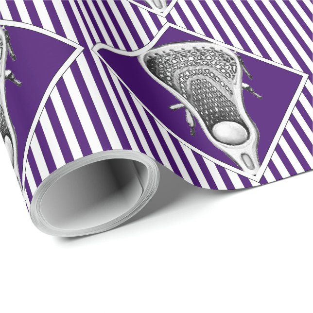 Papel De Presente Lacrosse Sports Purple Wraping Paper (Ponta do rolo)