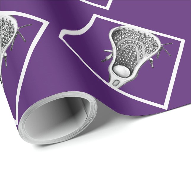 Papel De Presente Lacrosse Sports Purple Wraprap Paper (Ponta do rolo)