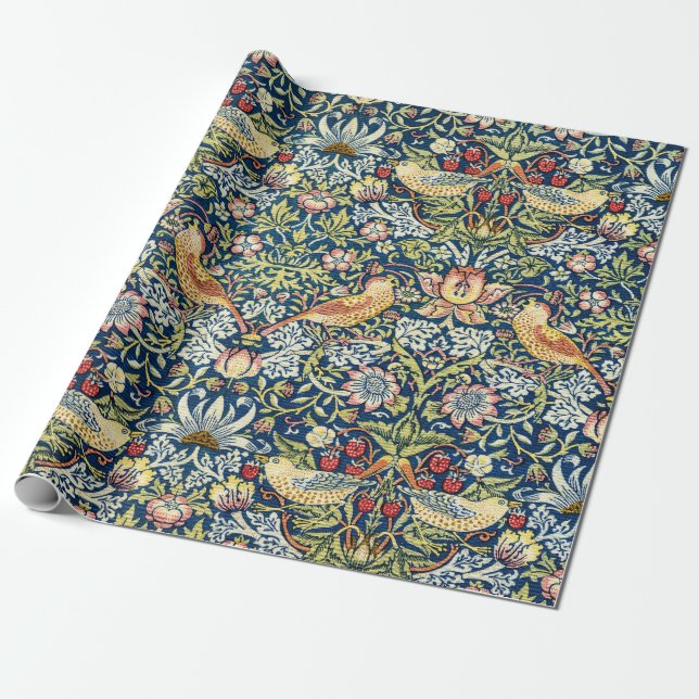 Papel De Presente Ladrão de Morango Morris Amarelo Marfim Azul Ardós (Desenrolado)