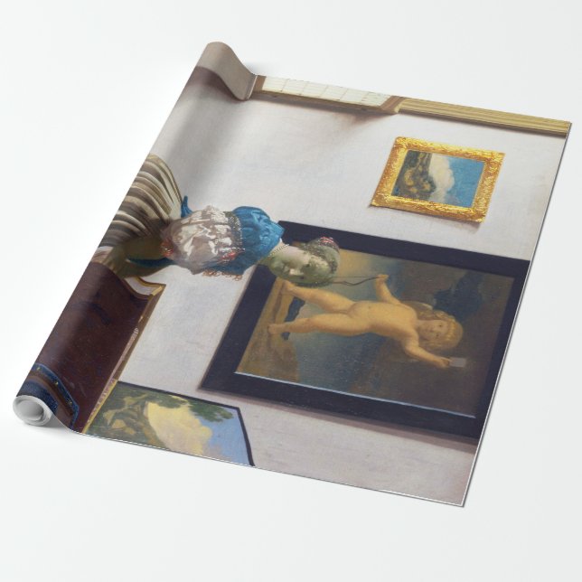 Papel De Presente Lady Standat a Virginal, Johannes Vermeer (Desenrolado)