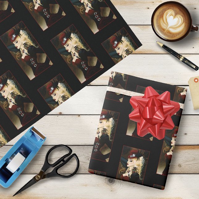 Papel De Presente Lady Steampunk Victorian Red (Criador carregado)