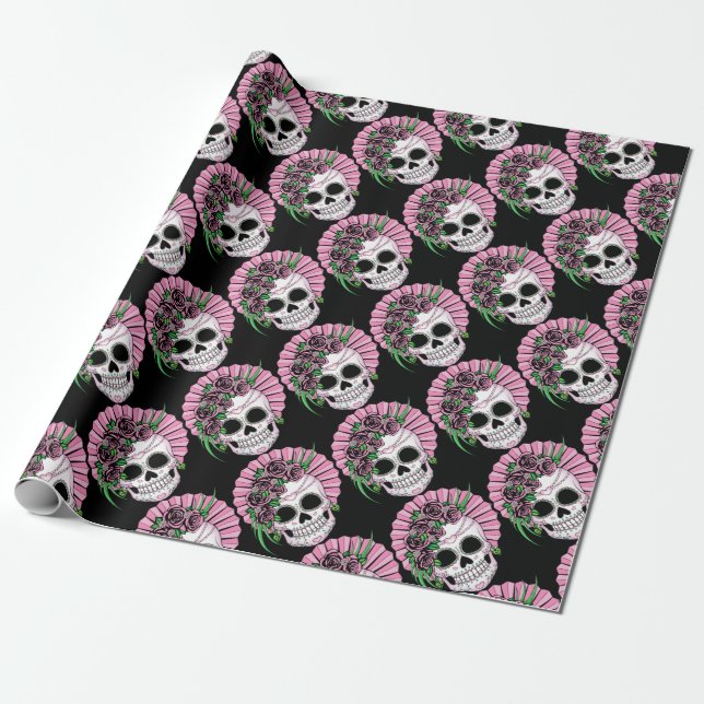 Papel De Presente Lady Sugar Skull (Desenrolado)