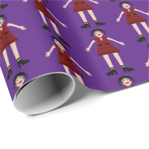 Papel De Presente Lady Vampira de Halloween gótica, protegida por pa