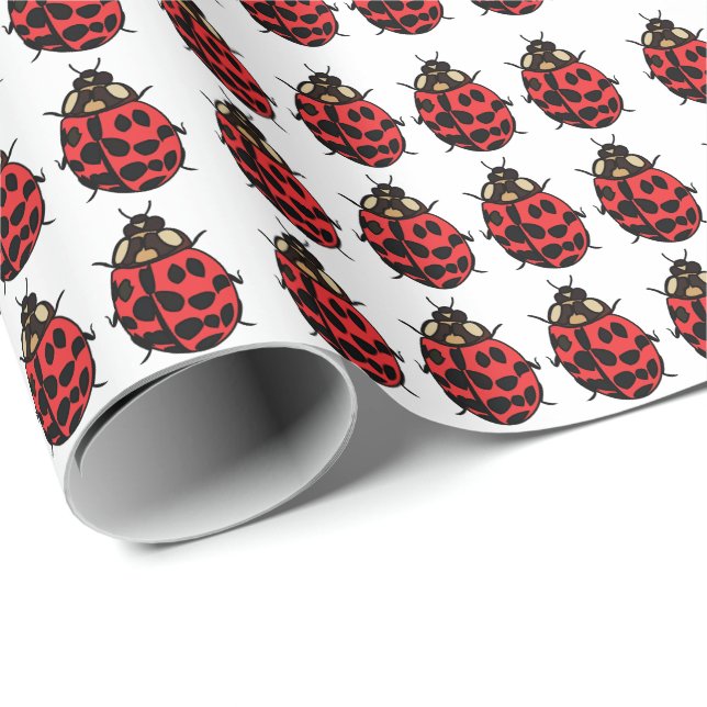 Papel De Presente Ladybug Red Black Insett Ladybug (Ponta do rolo)