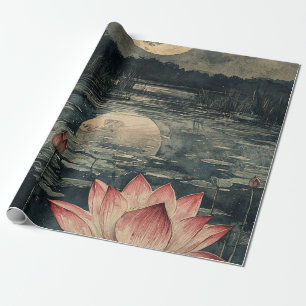 Papel De Presente Lago de Lótus ao Luar (4)