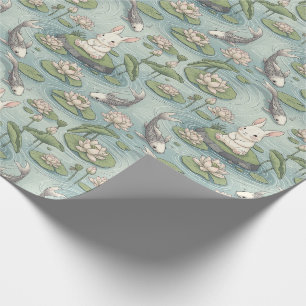 Papel De Presente Lago tranquilo inspirado no Japão com coelho