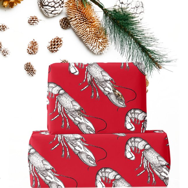 Papel De Presente Lagosta gráfica em vermelho (Criador carregado)