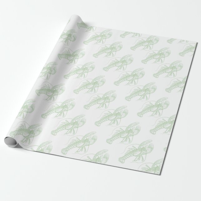 Papel De Presente Lagosta Verde Sage (Desenrolado)