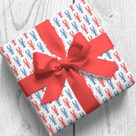 Papel De Presente Lagostas Vermelhos e Azuis