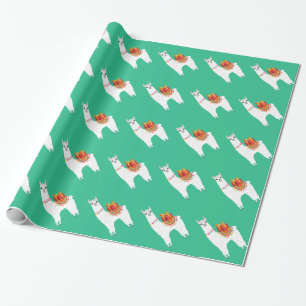 Papel De Presente Lama bonitinha de Natal Funky Alpaca