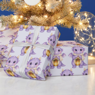 Papel De Presente Lâmpada de Natal Lavanda Bebê Dragão