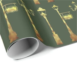 Papel De Presente Lâmpada vitoriana postada verde-lanterna