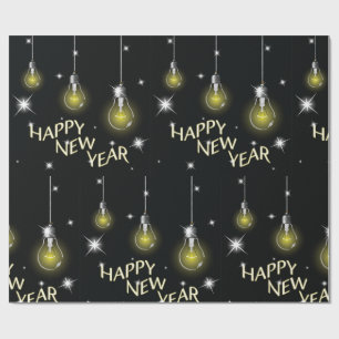Papel De Presente Lâmpadas Modernas Brilhantes Feliz Ano Novo