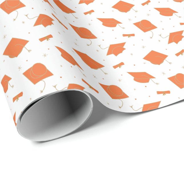 Papel De Presente Lançamento de Boina de Graduação Laranja (Ponta do rolo)