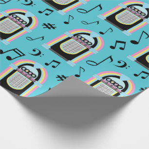 Papel De Presente Lanchonete dos anos 50 Música Retro Sock Hop Jukeb