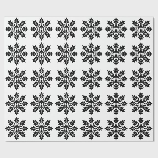 Papel De Presente Lanterna e Holly Snowflake (Aberto)