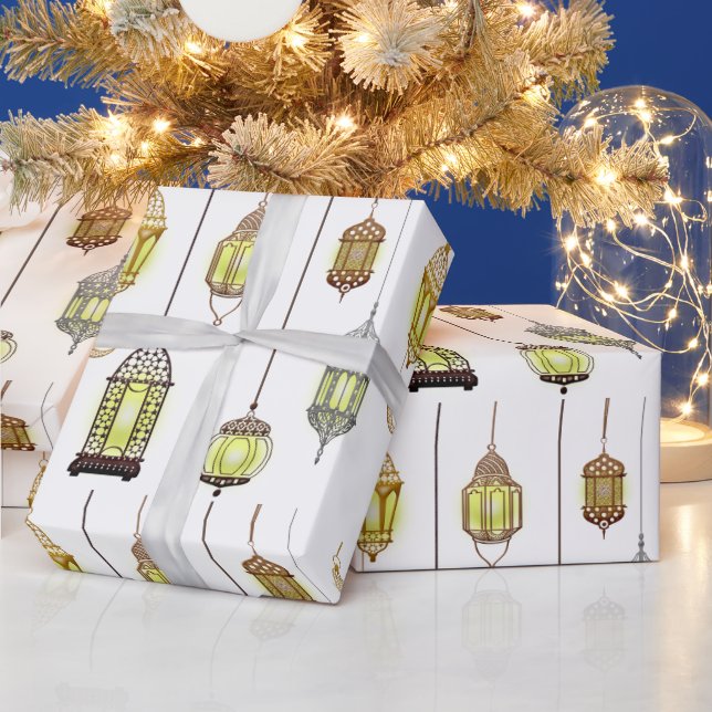 Papel De Presente Lanternas Ramadão Mubarak Oriental Árabe Muçulmano (Feriados)