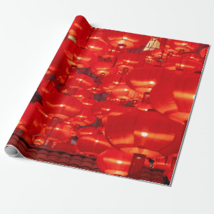 Papel De Presente Lanternas vermelhas tradicionais decoradas para os