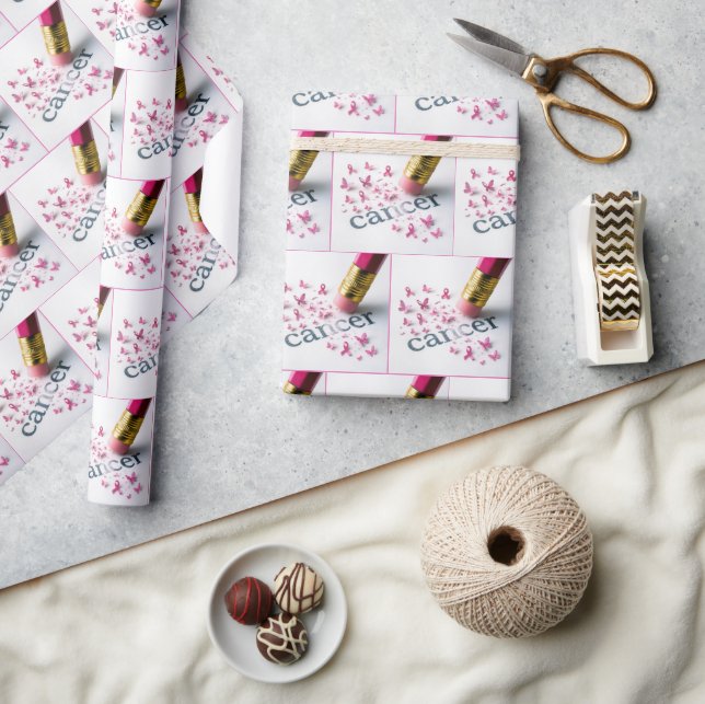 Papel De Presente Lápis Apagando Texto Do Cancer No Papel (Artesanato)