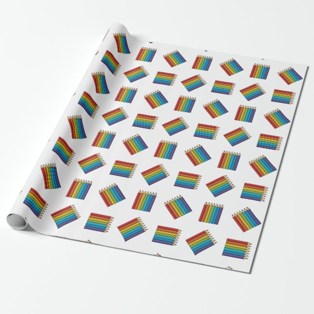 Papel De Presente Lápis de Coloração do Arco-Íris (Desenrolado)