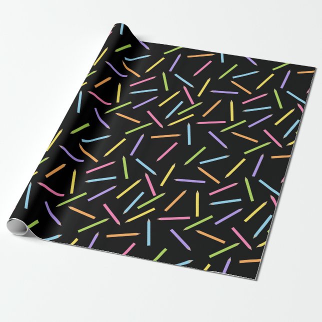 Papel De Presente Lápis de Coloração Pretos (Desenrolado)