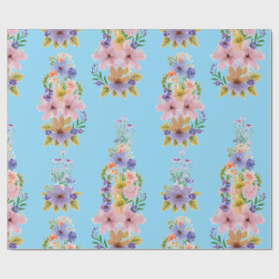 Papel De Presente Laranja Amarelo cor-de-rosa Flores Selvagens Laran
