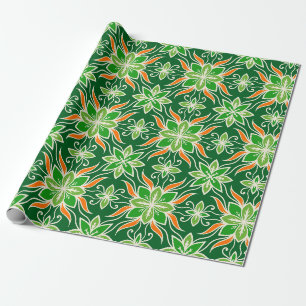 Papel De Presente Laranja bonito e verde