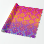 Papel De Presente Laranja Brilhante Laranja Púrpura Fuchsia Quatrefo<br><div class="desc">Papel de quebra</div>