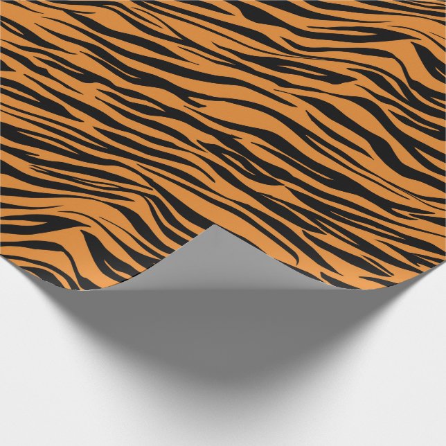 Papel De Presente Laranja Coral Preto Tigre Abstrato (Ponta)