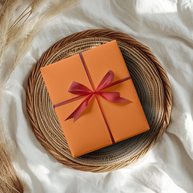 Papel De Presente Laranja Crepúsculo Neon Cor Sólida | Clássico | El (Criador carregado)