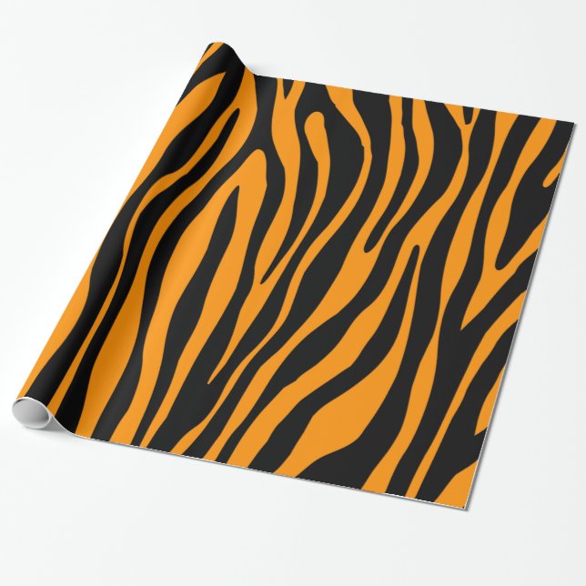 Papel De Presente Laranja de Princeton Estampa de Zebra (Desenrolado)
