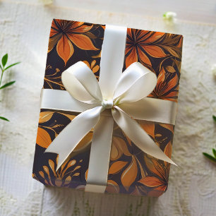 Papel De Presente Laranja Dourada Elegante