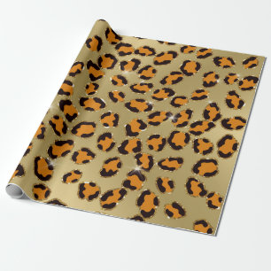 Papel De Presente Laranja Dourada Leopardo Leopard Animal Imprime Ch