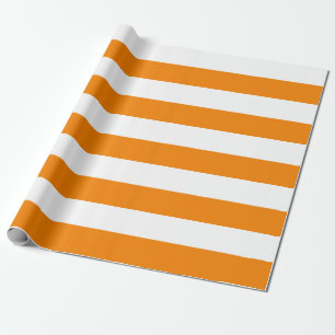 Papel De Presente Laranja e tiras brancas muito grandes