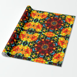 Papel De Presente Laranja Floral