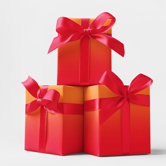 Papel De Presente Laranja Moderno e Ombre Vermelho (Orange and Red Ombre Wrapping Paper)